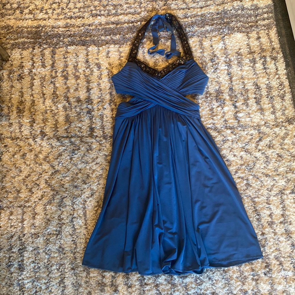 BGBMaxazria Blue Formal Cut Out Mini Dress
